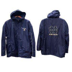 NCAA Notre Dame Fleece Lined Embroidered Logo Hooded Jacket Navy Mens SZ L